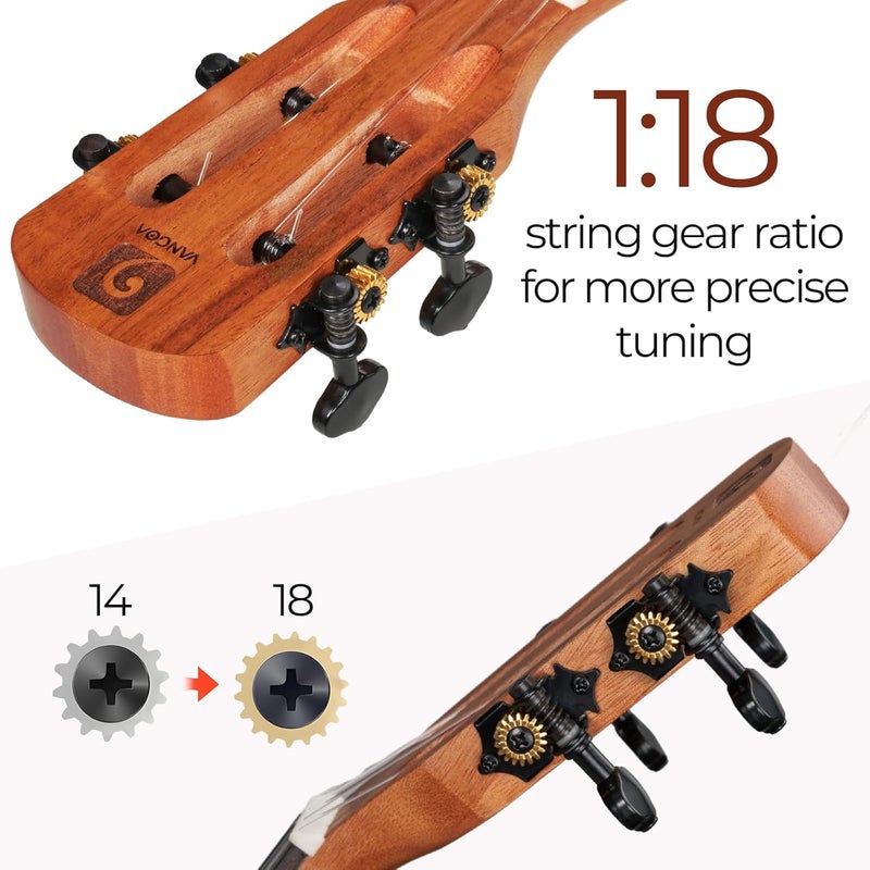 Vangoa Dark Concert Ukelele 23" Adult Beginner Set, KOA Acacia Ukelele Kit, Professional Acoustic Ukulele for Adults Kids, Hawaiian Uke Starter Kit, Ukulele 23 inch for Adults - Image 5